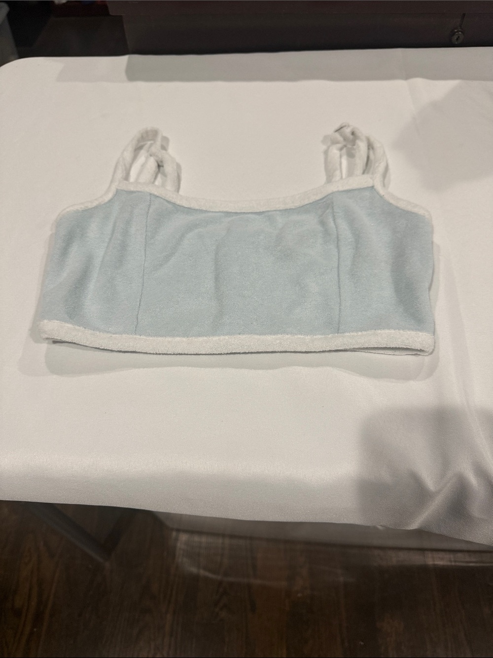 Blue Blush Powder Blue Bralette with White Trim